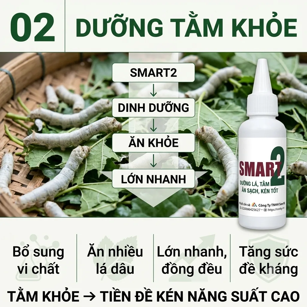 SMART2 dùng phun lên lá dâu cho tằm ăn